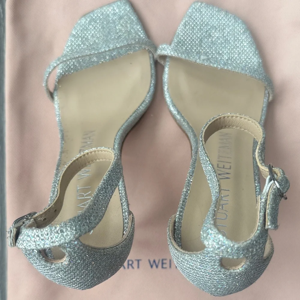 Stuart Weitzman Nudist Curve 75 Crystal Sandals Sz 5.5 - Picture 5 of 10